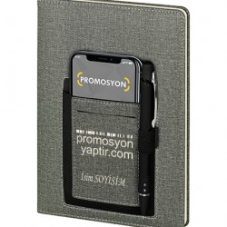KİŞİYE ÖZEL LAZER BASKILI SERT KAPAK TELEFON CEPLİ ÇİZGİLİ TARİHSİZ  DEFTER  15 X 22 CM  drd 242 gri
