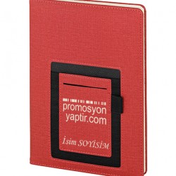 KİŞİYE ÖZEL LAZER BASKILI SERT KAPAK ÇİZGİLİ TELEFON CEPLİ TARİHSİZ  DEFTER  15 X 22 CM  drd 242 kırmızı