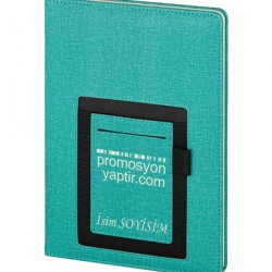 KİŞİYE ÖZEL LAZER BASKILI SERT KAPAK TELEFON CEPLİ ÇİZGİLİ TARİHSİZ  DEFTER  15 X 22 CM  drd 242 turkuaz