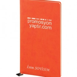 KİŞİYE ÖZEL LAZER BASKILI YUMUŞAK KAPAK ÇİZGİLİ TARİHSİZ  DEFTER  9 X 14 CM  drd 411 turuncu