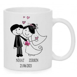 GELİN DAMAT ÖZEL BASKILI SERAMİK KUPA BARDAK GDK-3