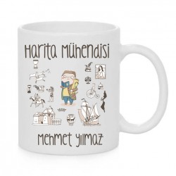 KİŞİYE ÖZEL HARİTA MÜHENDİSİ SERAMİK KUPA HMK1