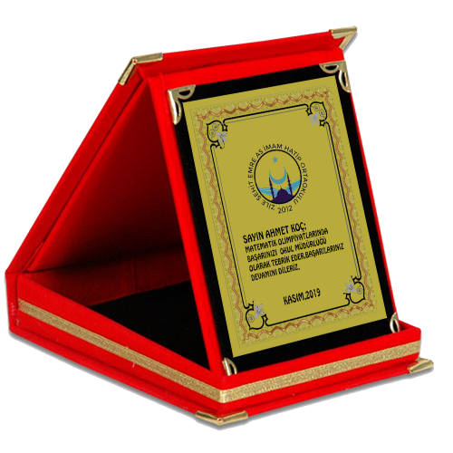 KIRMIZI KADİFE KUTULU PLAKET  ORTA BOY 12X16 CM